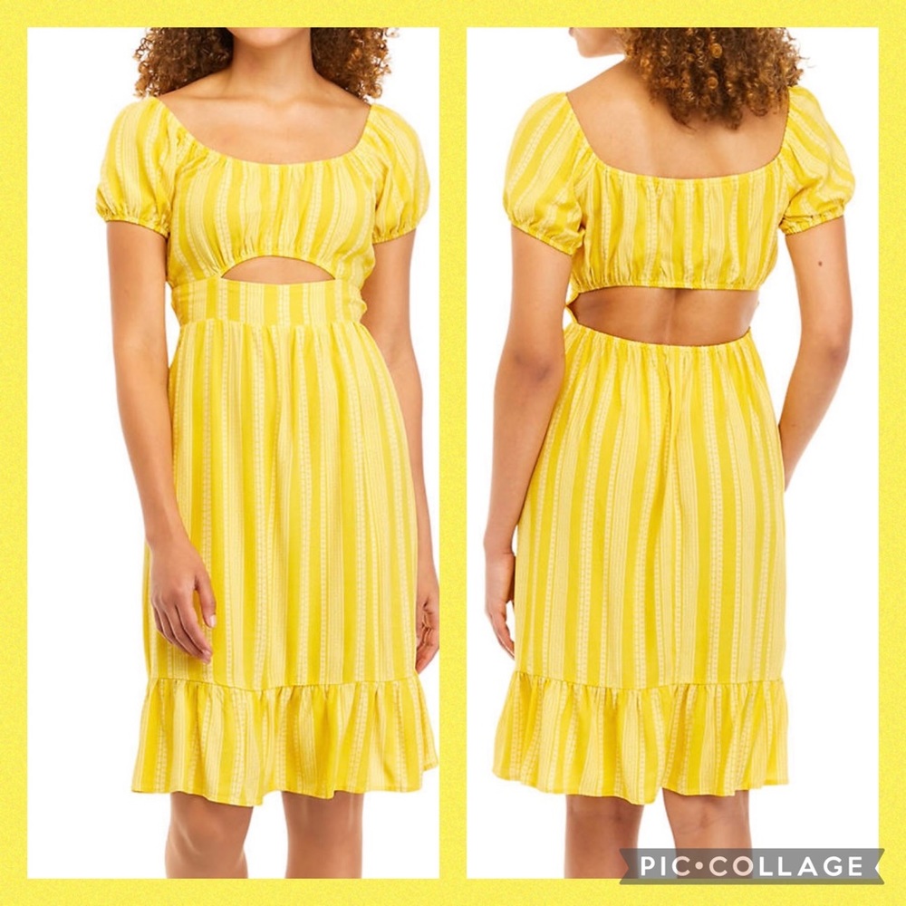 Gold and Ivory Cut-Out Dress NWT